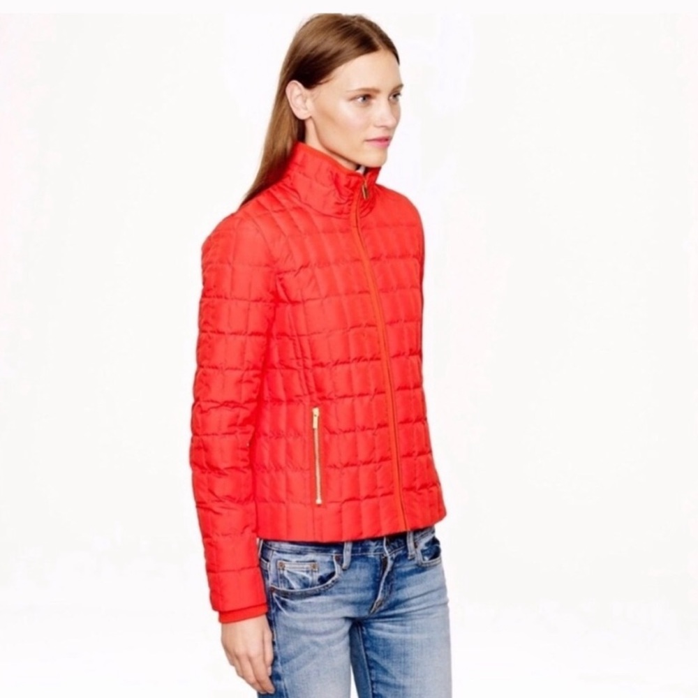 J. Crew Quilted Puffer Coat Red